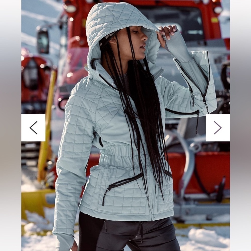 NWT Free People FP Movement All Prepped Ski Puffer Jacket Blue Green Large